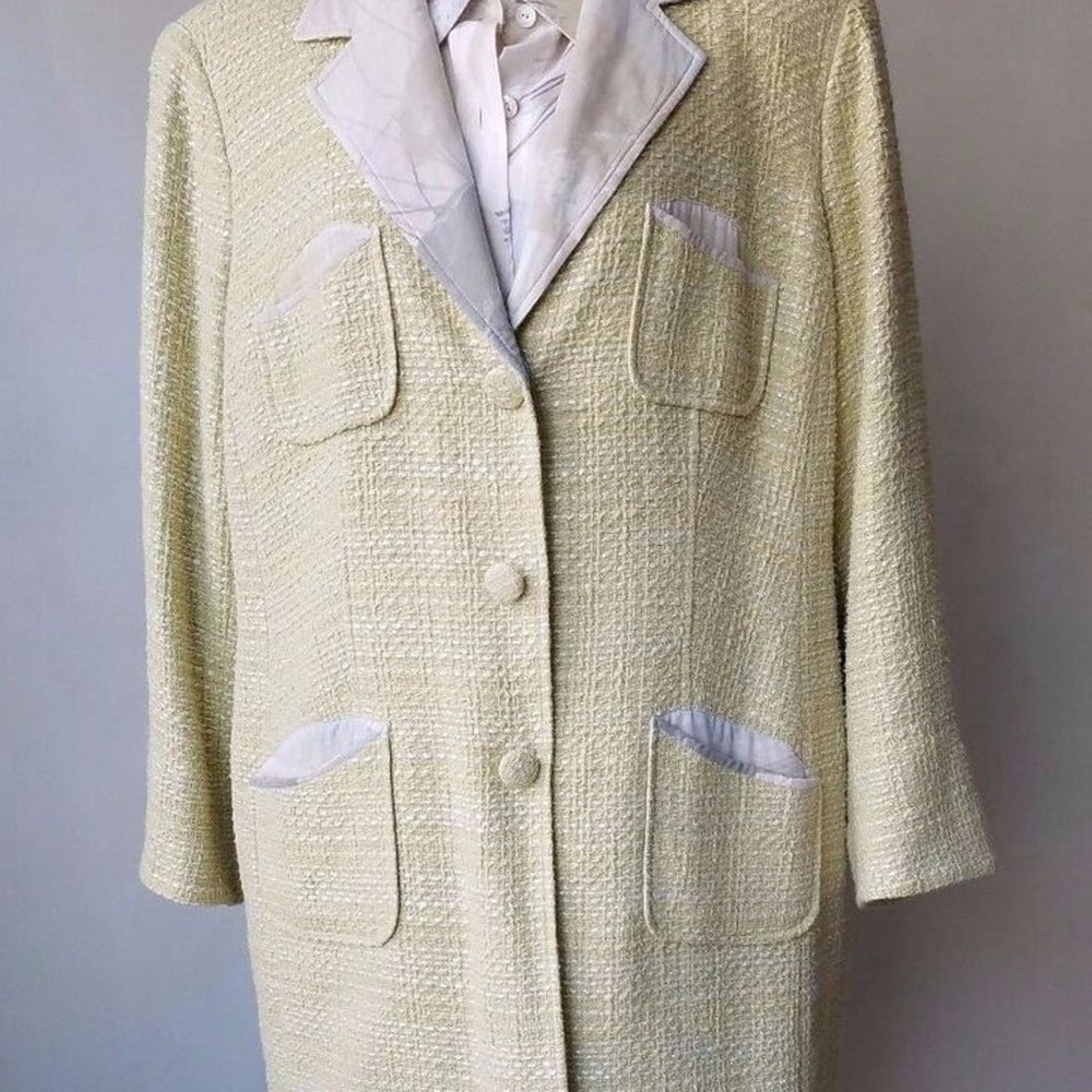 Women's SIGRID OLSEN SPORT Jacket Coat LIME-GREEN Silk Lined with Blouse